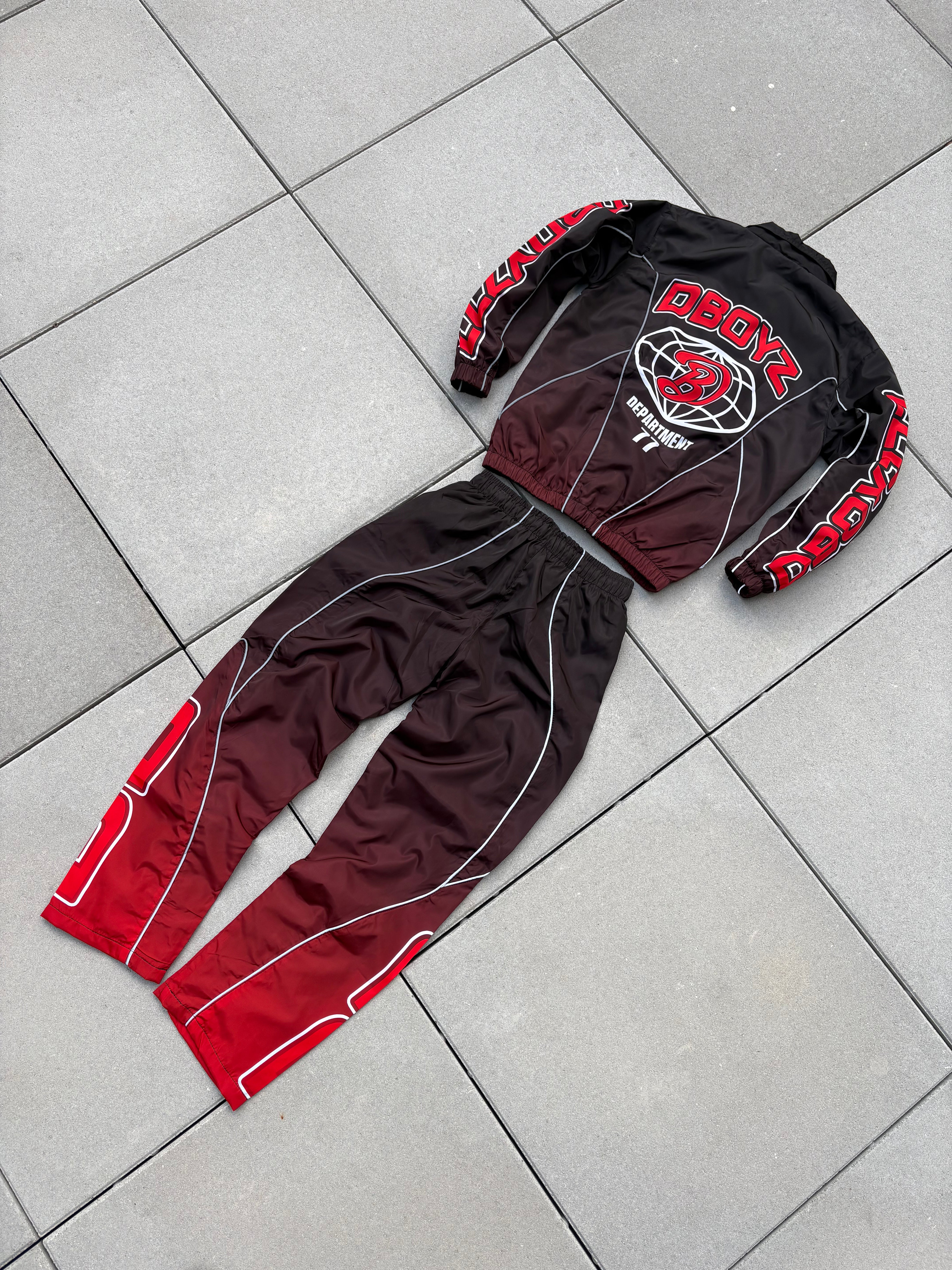 'Black Cherry' Half-Zip Nylon Wind Breaker Set