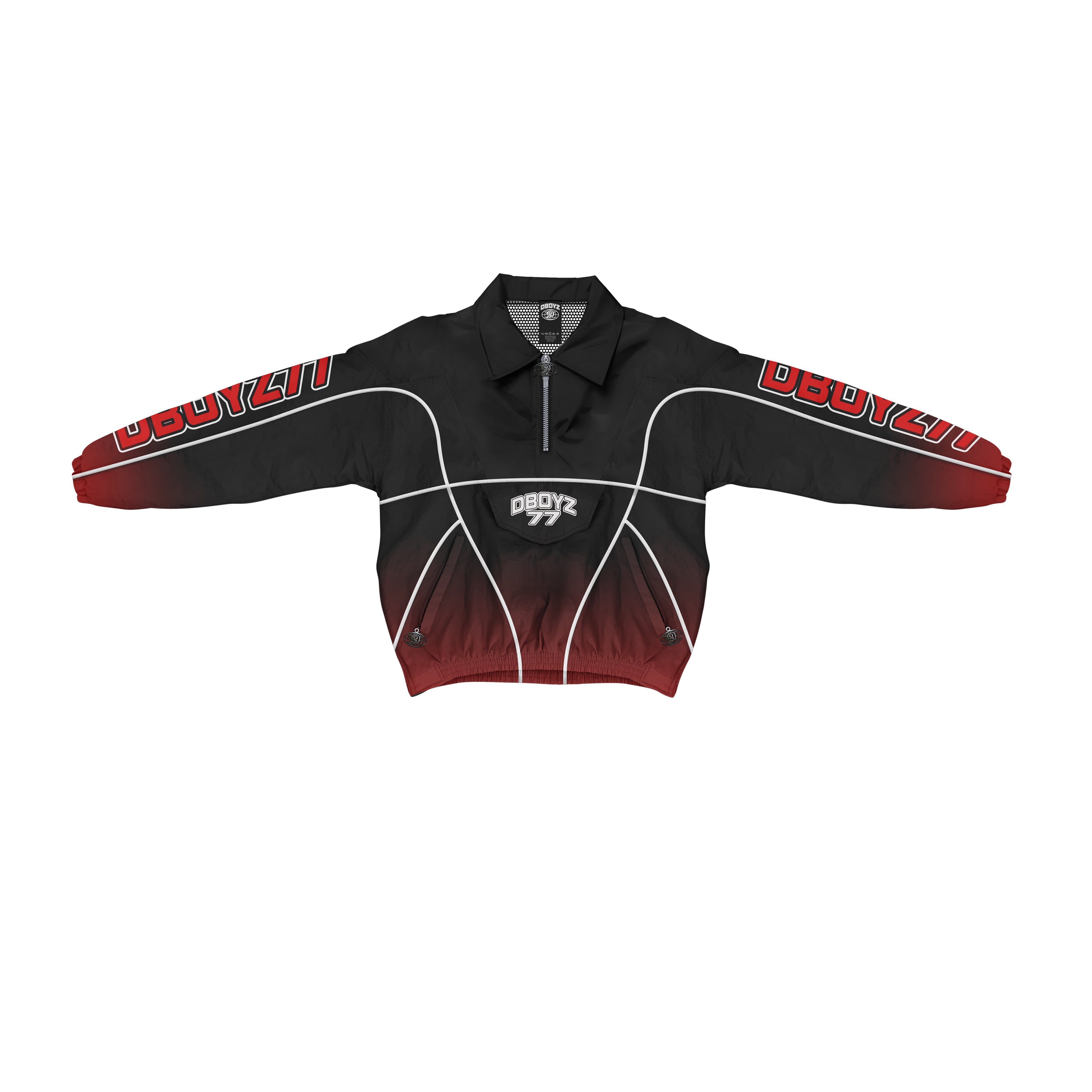 'Black Cherry' Half-Zip Nylon Wind Breaker Set