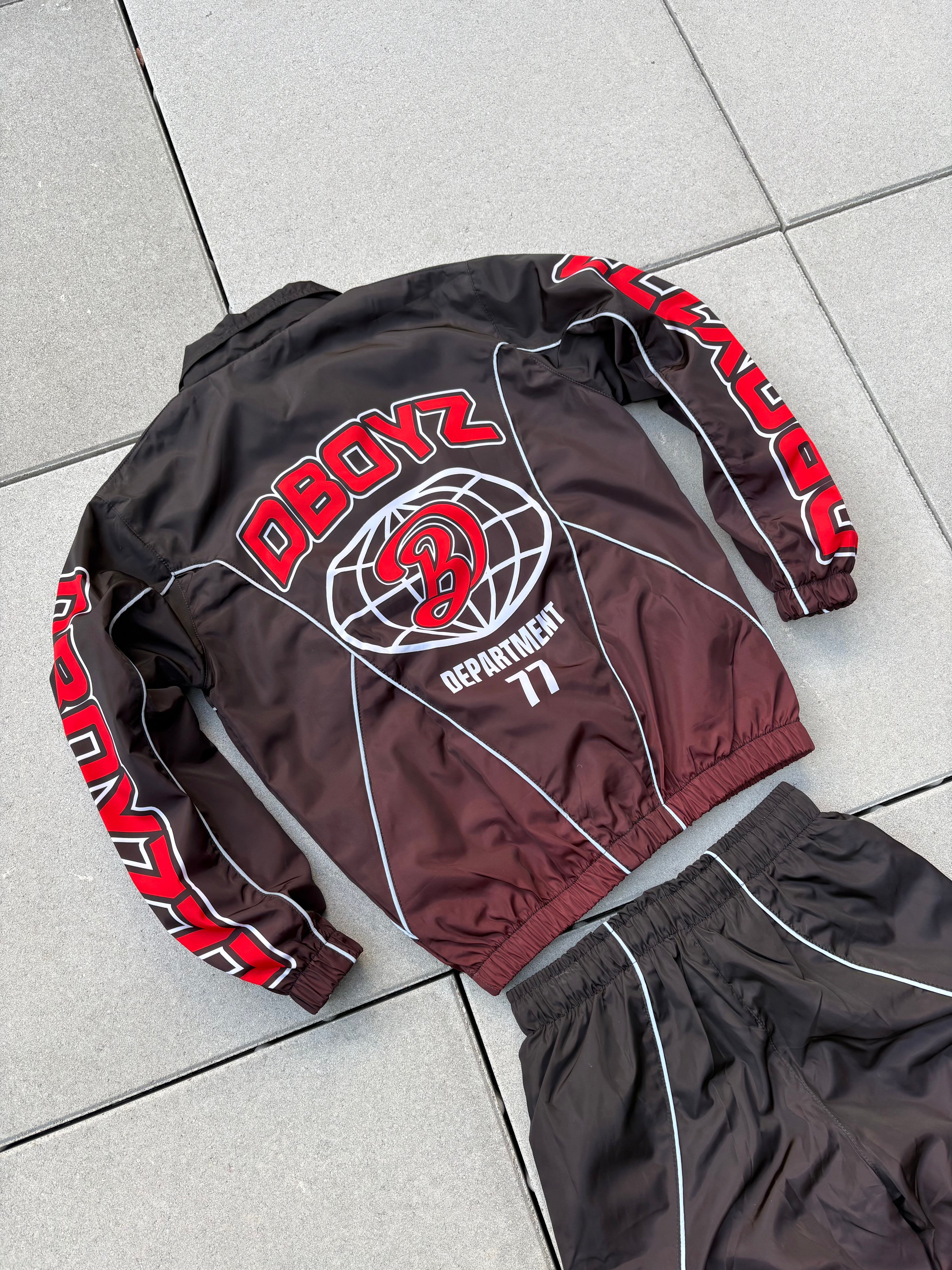 'Black Cherry' Half-Zip Nylon Wind Breaker Set